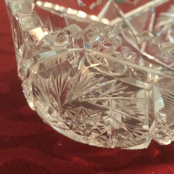 Small Vintage Oblong Crystal Bowl - Picture 3 of 5